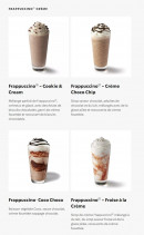 Menu Starbucks Coffee - Les frappuccinos crèmes