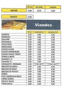 Menu Chez David - frites, viandes