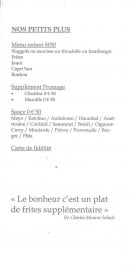 Menu Le Germoir friterie - Les petits plus