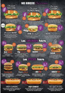 Carte et menu de Bucket's Burger à Hautmont — Les burgers chicken, burgers grosses faims et petites faims