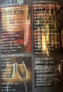 Menu Dinner's Pub - Wiskies, vodkas, champagnes,....