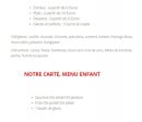 Menu l'eau a la bouche - Informations sur le menu