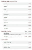 Menu Le Kiosque à Pizzas - Les kiosquitos, les pizzas sucrés et desserts