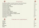 Menu Le Petit Riad - Les couscous et viandes