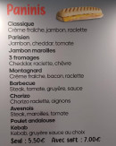 Menu Au p'tit encas - Les paninis