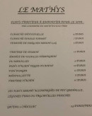 Menu Le Mathys - Plats à emporter