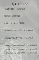 Menu Le Mathys - Les glaces