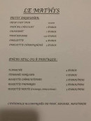 Menu Le Mathys - Petit déjeuner et à partager