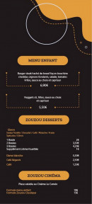 Menu Zouzou burger - Les menu enfant, desserts, ...