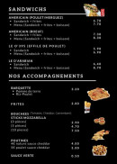 Carte et menu de 0'395 L'art De La Braise à Sin le Noble — Les sandwichs et accompagnements