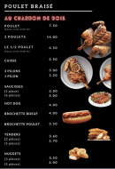 Carte et menu de 0'395 L'art De La Braise à Sin le Noble — Les poulet braisé