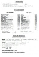 Menu Le Forestel - Fromages, desserts et boissons 