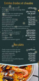 Menu Perle Marine - Les entrées et plats