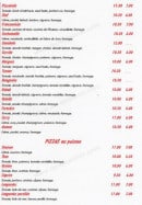 Menu Pizzeria L'Etna - les carpaccios, les escalopes de veau, les poissons...