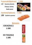 Menu Tsing Tao le jardin du bonheur - Futomaki, sashimi et boissons