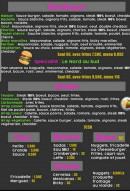 Menu Du Nord Au Sud - Les burgers, frites et boissons, ...