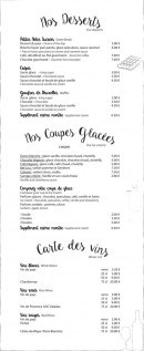 Carte et menu de Estaminet le Bet'leu à Villeneuve d'Ascq — Desserts, glaces et cartes des vins