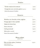 Menu Le Sart - Les entrées, desserts et menu enfant