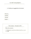 Menu Le Sart - Les suggestions du moment et formule