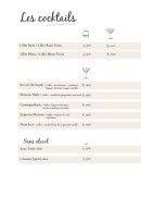 Menu Dionysos - Les cocktails