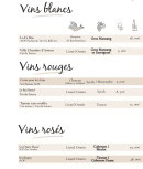 Menu Dionysos - Les vins blancs ,vins rouges  et vins rosés