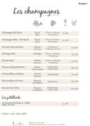 Menu Dionysos - Les champagnes et pétillants
