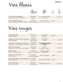 Menu Dionysos - Les vins blancs et vins rouges page 5