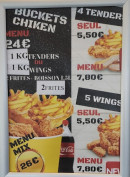 Menu King Food - Les tenders, wings et buckets