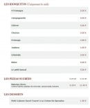 Menu Le Kiosque à Pizzas - Les kiosquitos, les pizzas sucrés et desserts