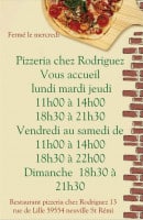 Carte et menu Pizzéria Rodriguez Neuville Saint Remy