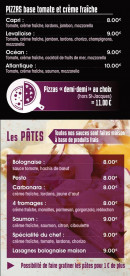 Menu Pizza Saint Martin - Les pates