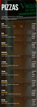 Carte et menu de Le Vieux Fournil à Merville — Les pizzas