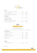 Menu Le Petit Bruxelles - Vins bordelais 