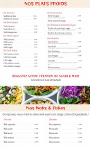 Menu Sushimai - Les plats froids, woks et pokes