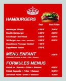 Menu Au Snack Royal - Les hamburgers et les formules 
