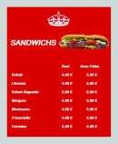 Menu Au Snack Royal - Les sandwiches (suite)