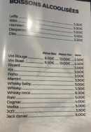 Menu Le Pera - Les boissons alccolisées