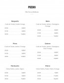 Menu Pizz'eli - Les marguerita, reine, ...