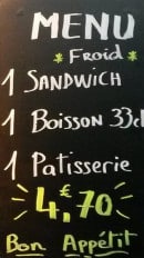 Carte et menu de Mister Pain à La Chapelle d'Armentieres — Le menu froid