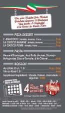 Menu Pizza fiesta - Pizzas suite, pasta et boissons