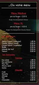 Menu Point US - Menus, douceurs et boissons