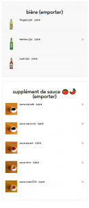 Menu Grill’inn - Les bières, suppléments de sauce