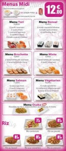 Menu Sushi Tori - Les menus midi et les riz