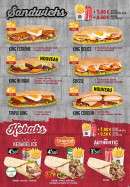 Menu King arena - Sandwiches et kebabs