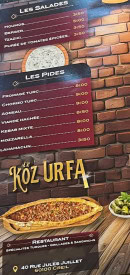 Menu Köz Urfa - Les salades et pides