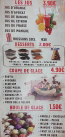 Menu La Roti's - Les jus, desserts et coupes de glaces,...