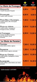 Menu Pizza yollo - le choix du fromager et fermier