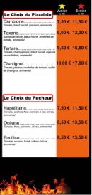 Menu Pizza yollo - le choix du pizzaiollo et du pecheur