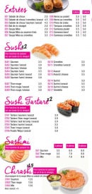 Menu Sushi Dream - Entrées et sushis