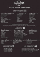 Menu La Fabrik - Menu à emporter